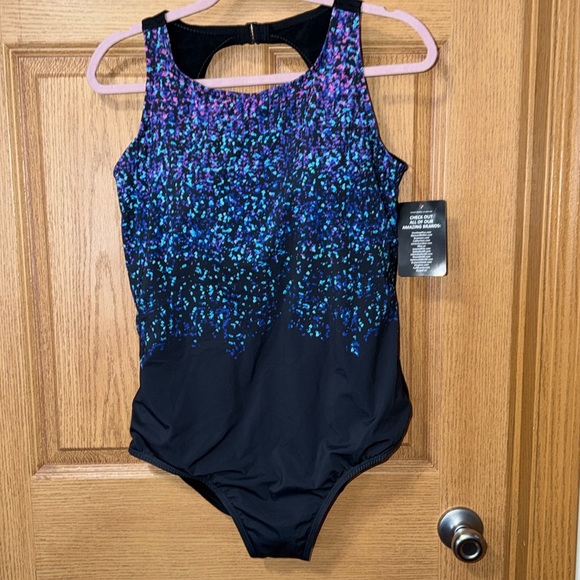 Nwt Swimsuits For All Keyhole Back High Neck One Piece Sporty Plus Size 18 - Picture 2 of 4